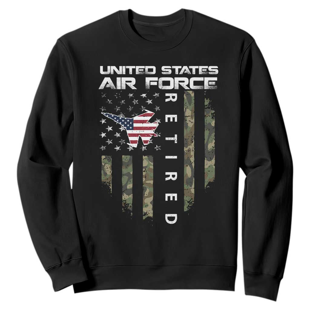 Funny United States Air Force Retired Sweatshirt Camo American Flag Fighter TS11 Black Print Your Wear