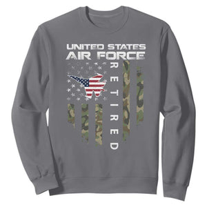 Funny United States Air Force Retired Sweatshirt Camo American Flag Fighter TS11 Charcoal Print Your Wear