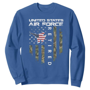 Funny United States Air Force Retired Sweatshirt Camo American Flag Fighter TS11 Royal Blue Print Your Wear