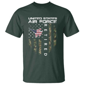 Funny United States Air Force Retired T Shirt Camo American Flag Fighter TS11 Dark Forest Green Print Your Wear