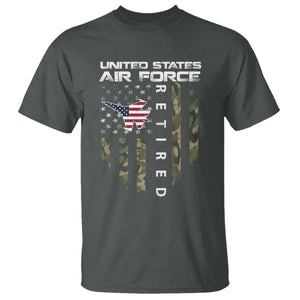 Funny United States Air Force Retired T Shirt Camo American Flag Fighter TS11 Dark Heather Print Your Wear
