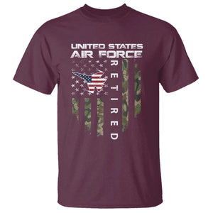 Funny United States Air Force Retired T Shirt Camo American Flag Fighter TS11 Maroon Print Your Wear