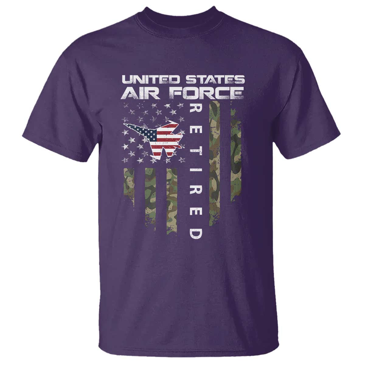 Funny United States Air Force Retired T Shirt Camo American Flag Fighter TS11 Purple Print Your Wear