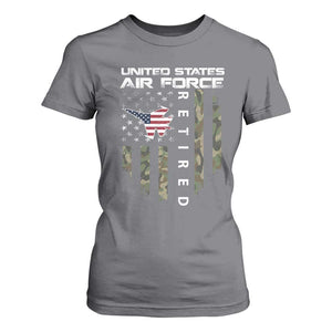 Funny United States Air Force Retired T Shirt For Women Camo American Flag Fighter TS11 Charcoal Print Your Wear