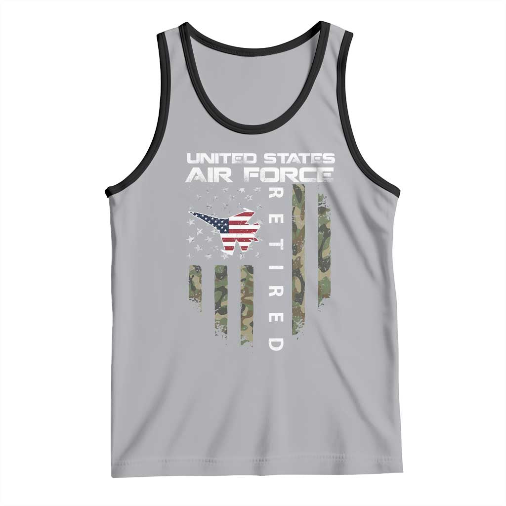 Funny United States Air Force Retired Tank Top Camo American Flag Fighter TS11 Athletic Heather Black Print Your Wear