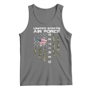 Funny United States Air Force Retired Tank Top Camo American Flag Fighter TS11 Black Heather Print Your Wear