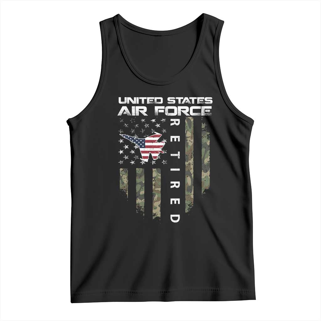 Funny United States Air Force Retired Tank Top Camo American Flag Fighter TS11 Black Print Your Wear
