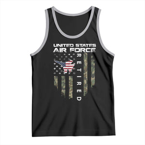 Funny United States Air Force Retired Tank Top Camo American Flag Fighter TS11 Black Athletic Heather Print Your Wear