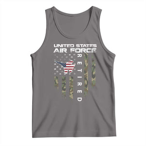 Funny United States Air Force Retired Tank Top Camo American Flag Fighter TS11 Deep Heather Print Your Wear