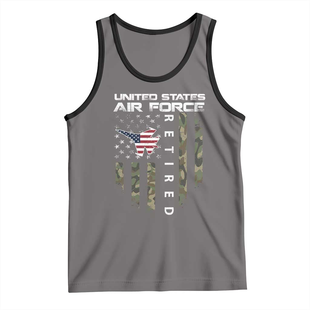 Funny United States Air Force Retired Tank Top Camo American Flag Fighter TS11 Deep Heather Black Print Your Wear