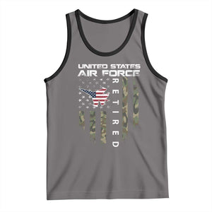 Funny United States Air Force Retired Tank Top Camo American Flag Fighter TS11 Deep Heather Black Print Your Wear