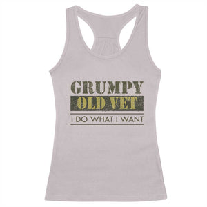 Funny Grumpy Old Vet I Do What I Want Racerback Tank Top Military Veteran TS11 Ice Gray Print Your Wear