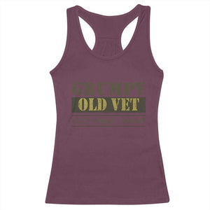Funny Grumpy Old Vet I Do What I Want Racerback Tank Top Military Veteran TS11 Maroon Print Your Wear