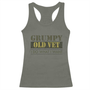 Funny Grumpy Old Vet I Do What I Want Racerback Tank Top Military Veteran TS11 Military Green Print Your Wear