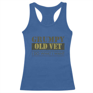 Funny Grumpy Old Vet I Do What I Want Racerback Tank Top Military Veteran TS11 Royal Blue Print Your Wear