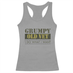 Funny Grumpy Old Vet I Do What I Want Racerback Tank Top Military Veteran TS11 Sport Gray Print Your Wear