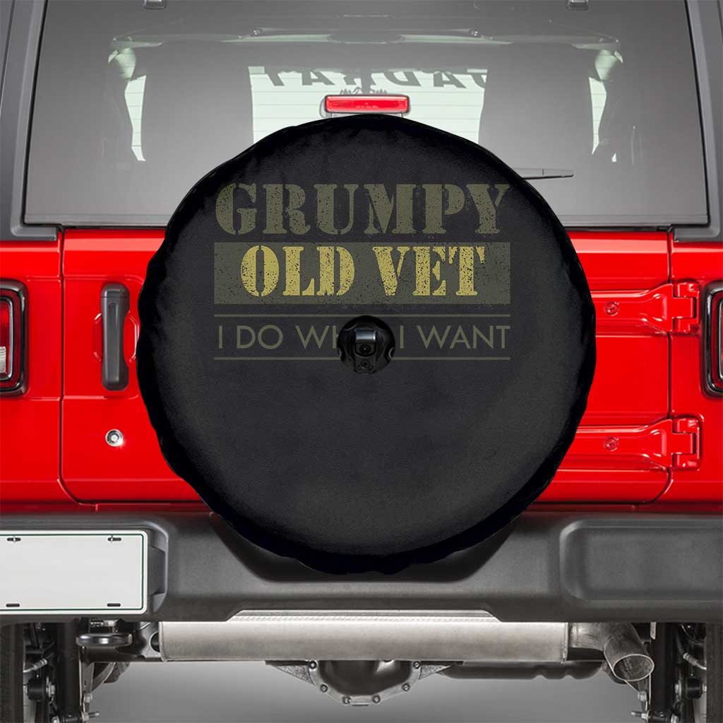Funny Grumpy Old Vet I Do What I Want Spare Tire Cover Military Veteran TS11 Black Print Your Wear