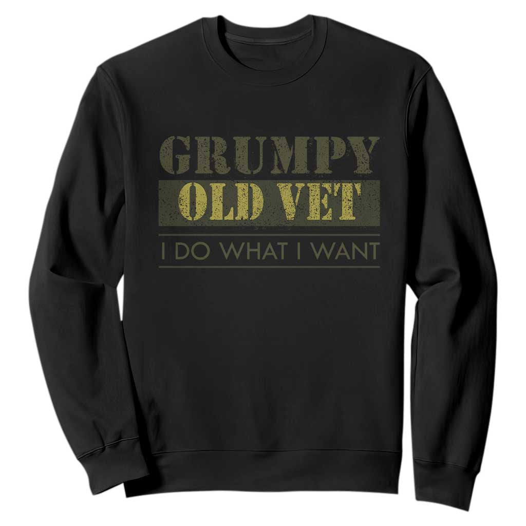 Funny Grumpy Old Vet I Do What I Want Sweatshirt Military Veteran TS11 Black Print Your Wear