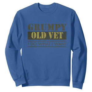 Funny Grumpy Old Vet I Do What I Want Sweatshirt Military Veteran TS11 Royal Blue Print Your Wear