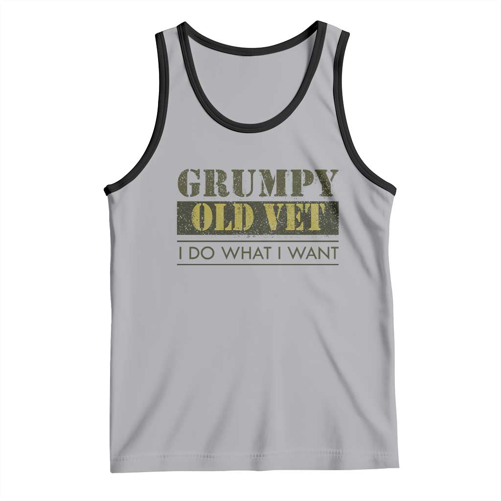 Funny Grumpy Old Vet I Do What I Want Tank Top Military Veteran TS11 Athletic Heather Black Print Your Wear