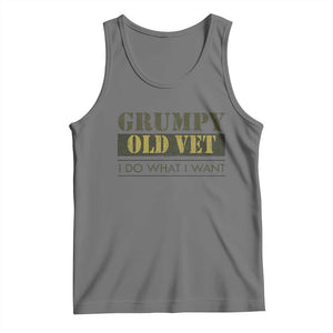 Funny Grumpy Old Vet I Do What I Want Tank Top Military Veteran TS11 Black Heather Print Your Wear