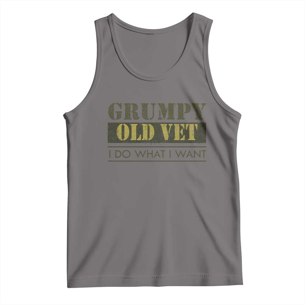 Funny Grumpy Old Vet I Do What I Want Tank Top Military Veteran TS11 Deep Heather Print Your Wear