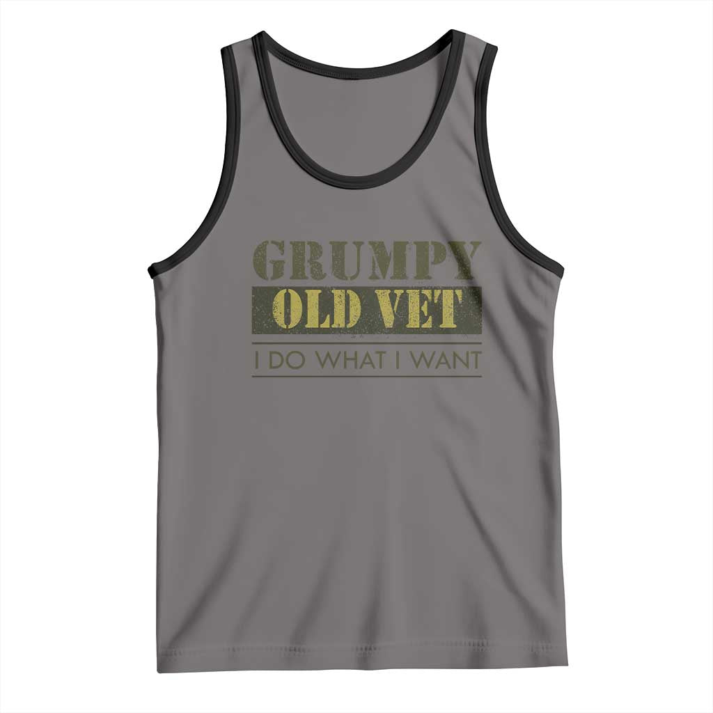 Funny Grumpy Old Vet I Do What I Want Tank Top Military Veteran TS11 Deep Heather Black Print Your Wear