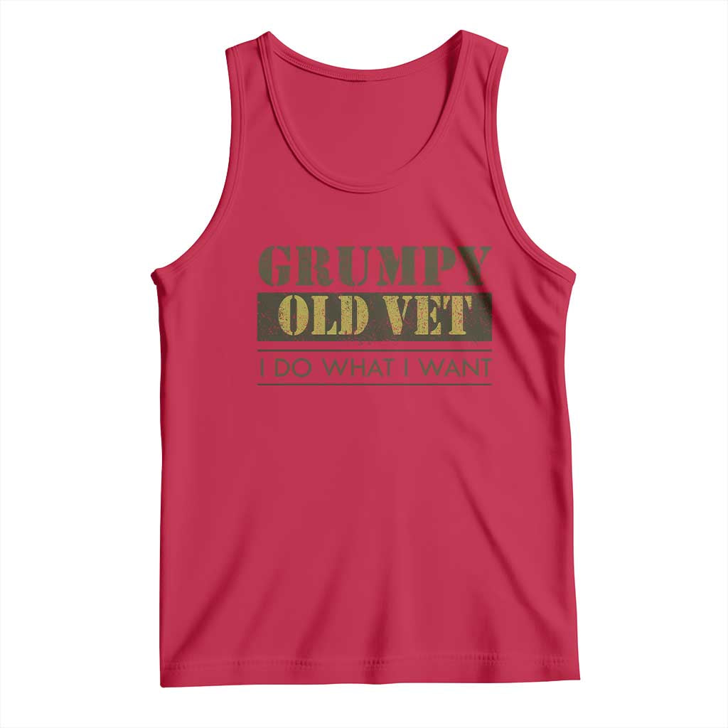 Funny Grumpy Old Vet I Do What I Want Tank Top Military Veteran TS11 Red Print Your Wear