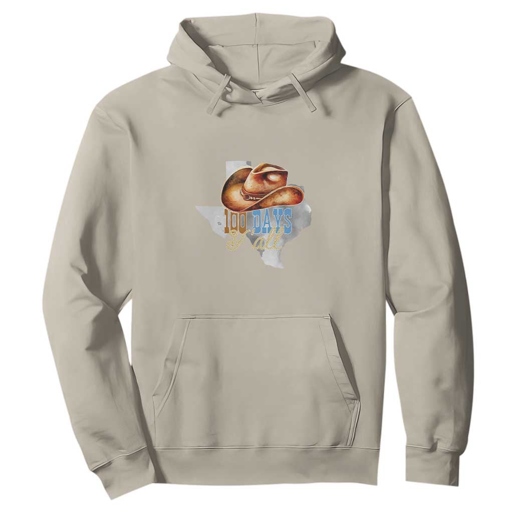 Funny 100th Day Of School Cowboy Hoodie 100 Days Y'all TX map TS11 Sand Print Your Wear
