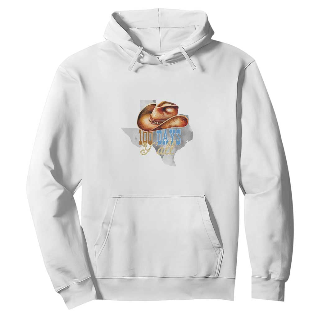 Funny 100th Day Of School Cowboy Hoodie 100 Days Y'all TX map TS11 White Print Your Wear