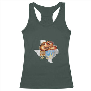 Funny 100th Day Of School Cowboy Racerback Tank Top 100 Days Y'all TX map TS11 Dark Forest Green Print Your Wear