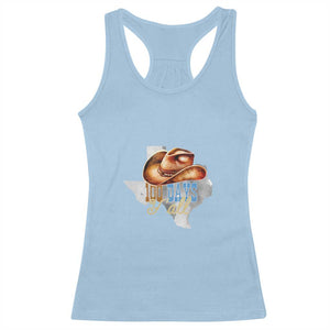 Funny 100th Day Of School Cowboy Racerback Tank Top 100 Days Y'all TX map TS11 Light Blue Print Your Wear