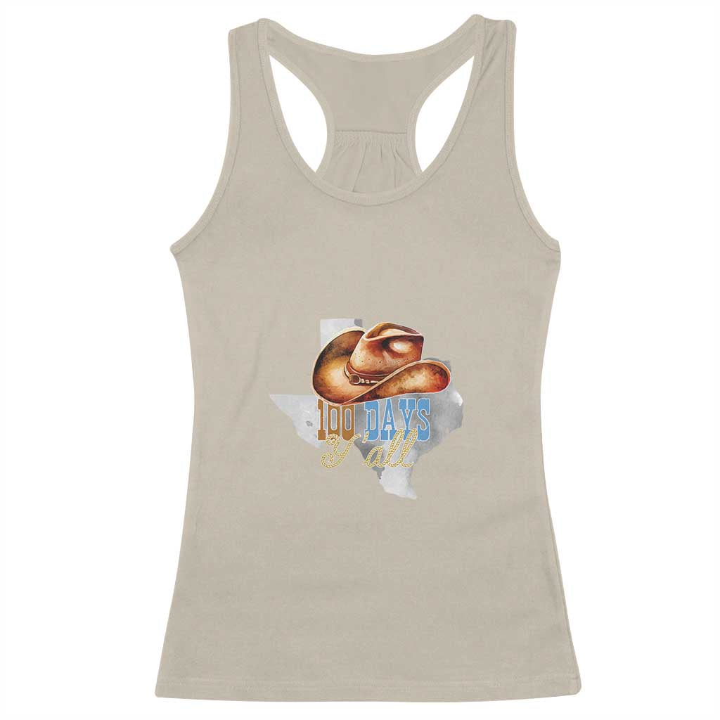 Funny 100th Day Of School Cowboy Racerback Tank Top 100 Days Y'all TX map TS11 Sand Print Your Wear