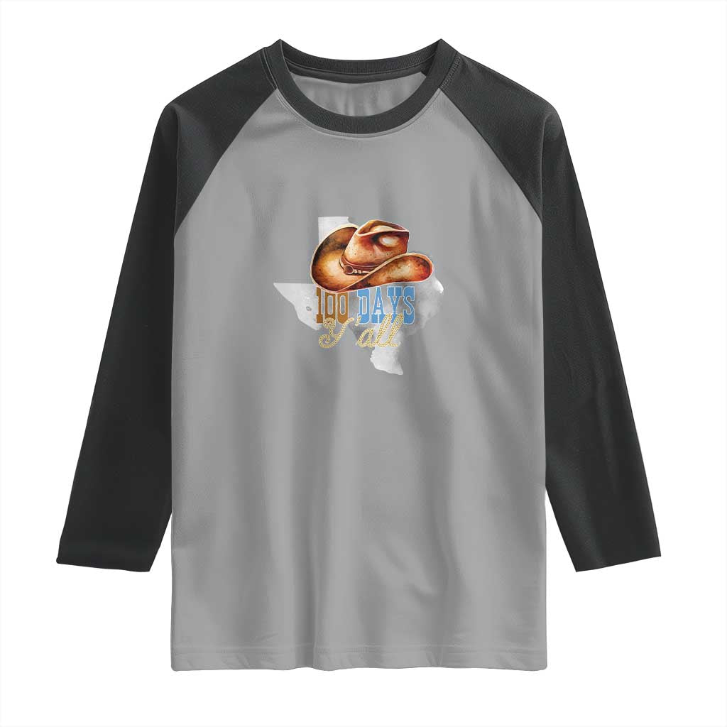 Funny 100th Day Of School Cowboy Raglan Shirt 100 Days Y'all TX map TS11 Sport Gray Black Print Your Wear