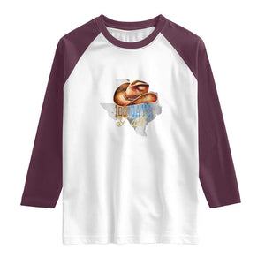 Funny 100th Day Of School Cowboy Raglan Shirt 100 Days Y'all TX map TS11 White Maroon Print Your Wear