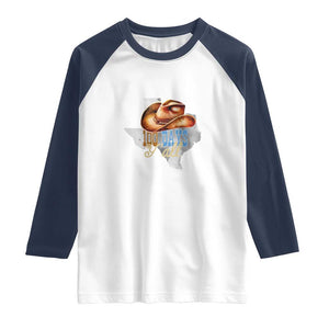 Funny 100th Day Of School Cowboy Raglan Shirt 100 Days Y'all TX map TS11 White Navy Print Your Wear
