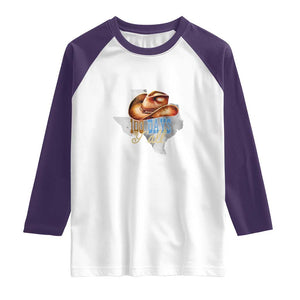Funny 100th Day Of School Cowboy Raglan Shirt 100 Days Y'all TX map TS11 White Purple Print Your Wear