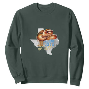 Funny 100th Day Of School Cowboy Sweatshirt 100 Days Y'all TX map TS11 Dark Forest Green Print Your Wear