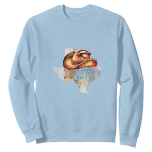 Funny 100th Day Of School Cowboy Sweatshirt 100 Days Y'all TX map TS11 Light Blue Print Your Wear