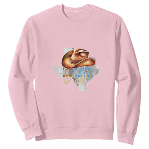 Funny 100th Day Of School Cowboy Sweatshirt 100 Days Y'all TX map TS11 Light Pink Print Your Wear