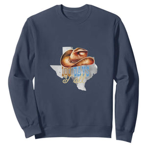 Funny 100th Day Of School Cowboy Sweatshirt 100 Days Y'all TX map TS11 Navy Print Your Wear
