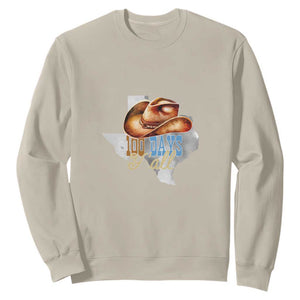 Funny 100th Day Of School Cowboy Sweatshirt 100 Days Y'all TX map TS11 Sand Print Your Wear