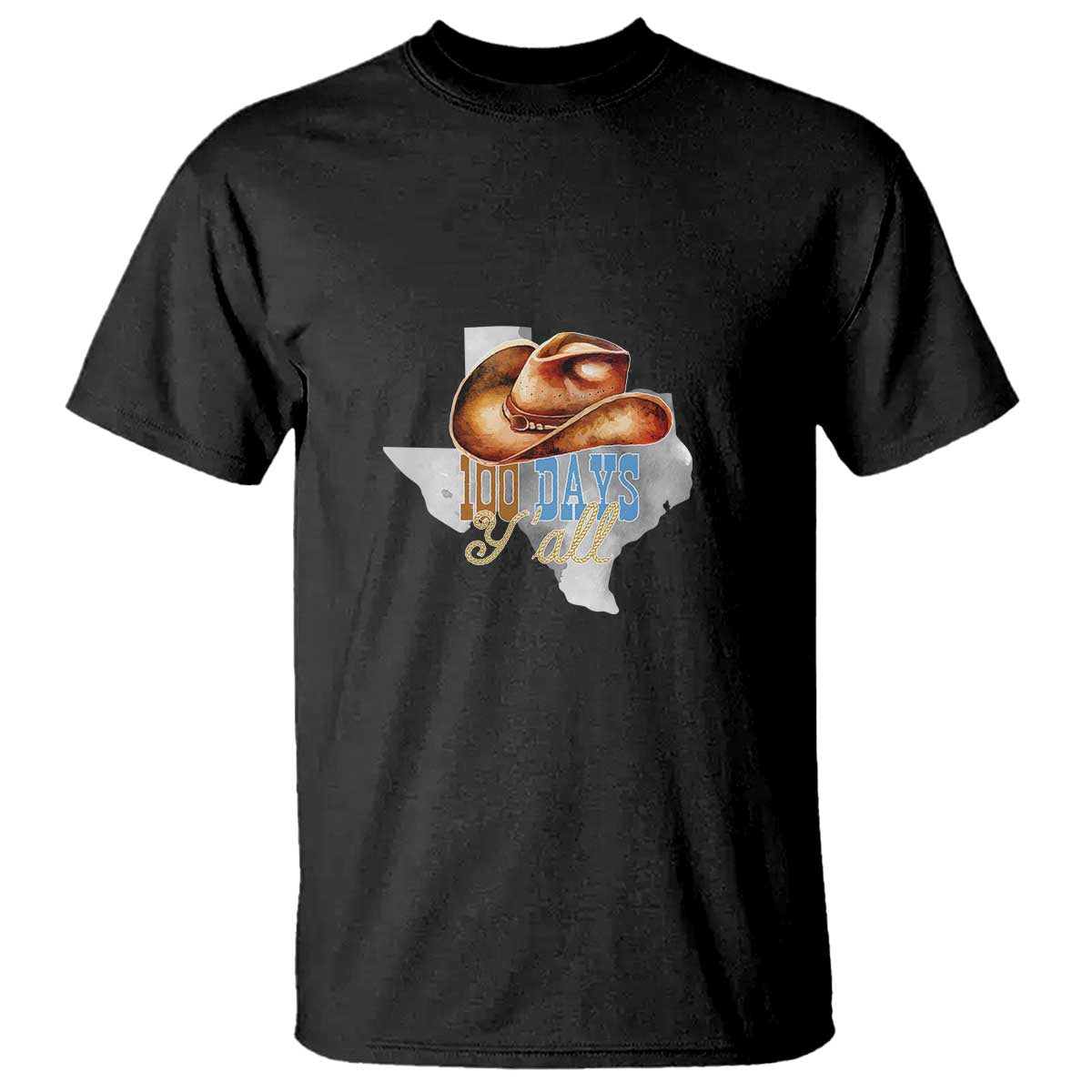 Funny 100th Day Of School Cowboy T Shirt 100 Days Y'all TX map TS11 Black Print Your Wear