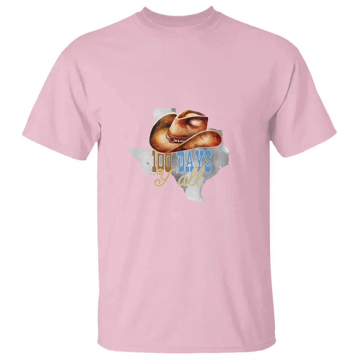 Funny 100th Day Of School Cowboy T Shirt 100 Days Y'all TX map TS11 Light Pink Print Your Wear