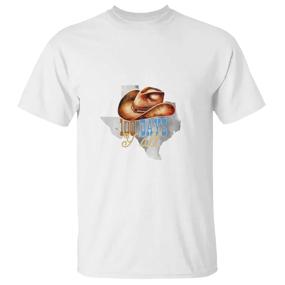 Funny 100th Day Of School Cowboy T Shirt 100 Days Y'all TX map TS11 White Print Your Wear