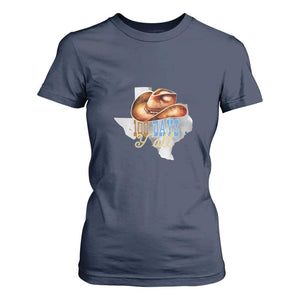 Funny 100th Day Of School Cowboy T Shirt For Women 100 Days Y'all TX map TS11 Navy Print Your Wear