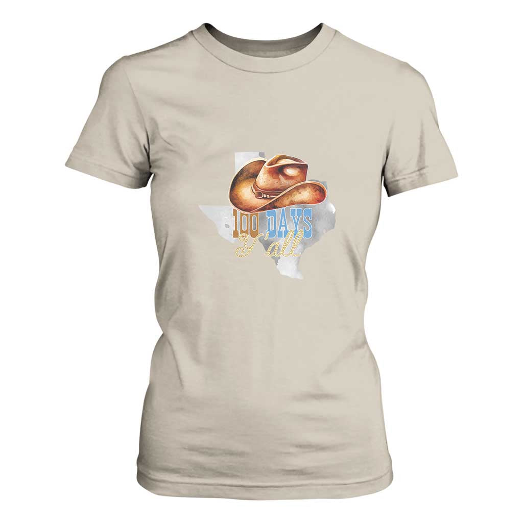 Funny 100th Day Of School Cowboy T Shirt For Women 100 Days Y'all TX map TS11 Sand Print Your Wear