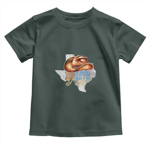 Funny 100th Day Of School Cowboy Toddler T Shirt 100 Days Y'all TX map TS11 Dark Forest Green Print Your Wear