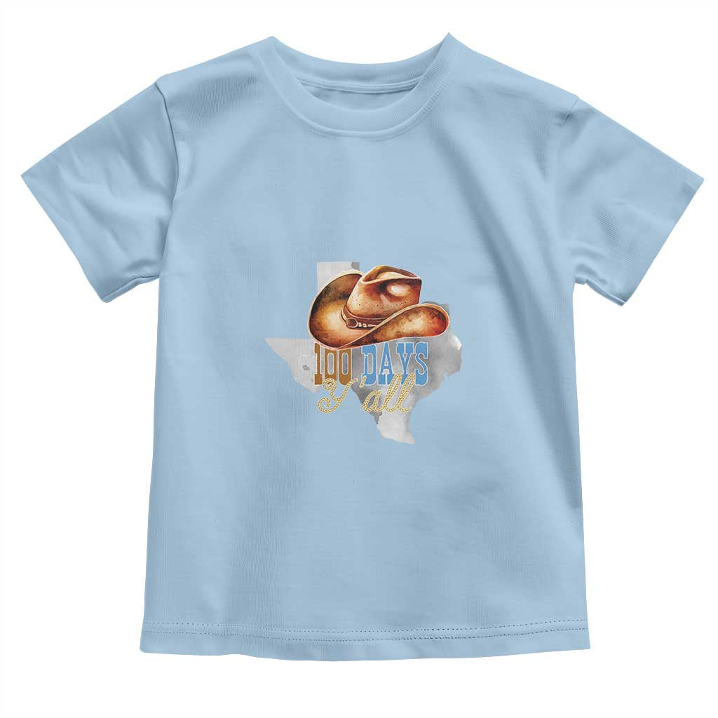 Funny 100th Day Of School Cowboy Toddler T Shirt 100 Days Y'all TX map TS11 Light Blue Print Your Wear