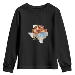 Funny 100th Day Of School Cowboy Youth Sweatshirt 100 Days Y'all TX map TS11 Black Print Your Wear